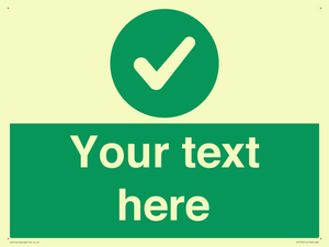 Custom green background, green circle with tick